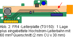 FR4-Leiterplatte einlagig mit eingebetteter Hochstrom-Leiterbahn